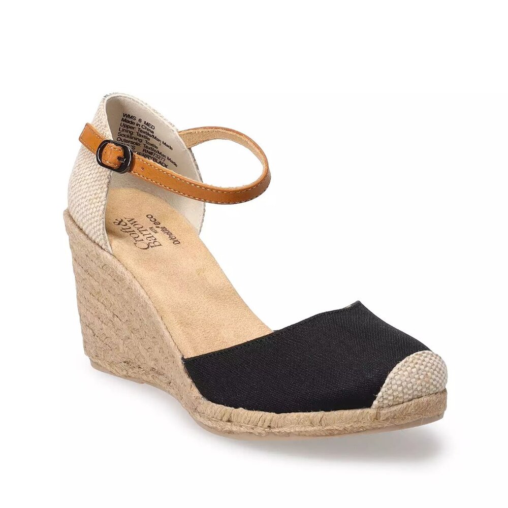 CROFT & BARROW WOMENS' WEDGE SANDALS SIZE 9.5 BLACK